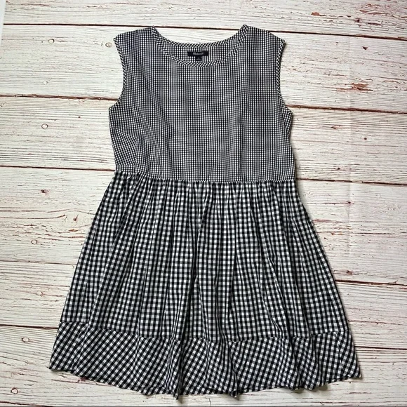 Madewell Tie Back Cotton Gingham Dress Sz S - Picture 8 of 16